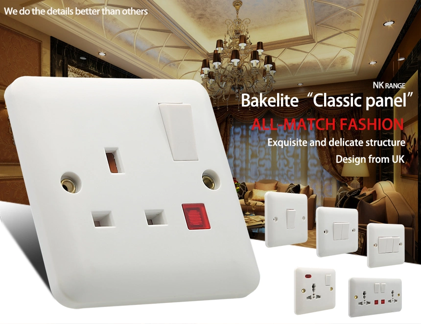UK Standard Switch Sokcet Bakelite Plate 3gang 1way Electric Switch